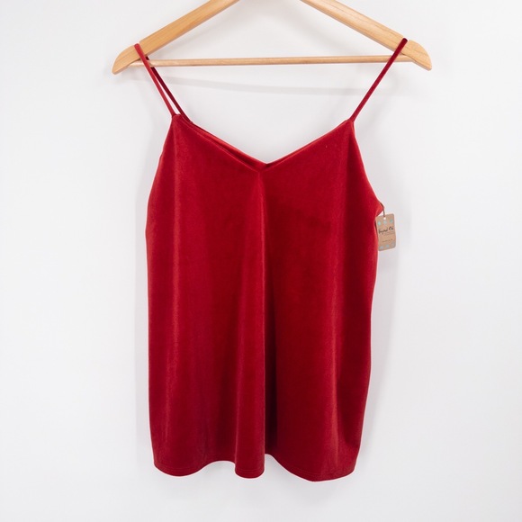 NWT Whimsigoth Red Velvet Cami Tank Top S  Spaghetti Strap Party Holiday Witchy - Picture 1 of 8